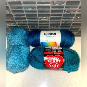 Three Rolls of Yarn. Variety of Brands